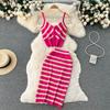 Top Small Camisole Two-Piece Suit Women's Summer Mid-Length High-Waist Knitted Skirt