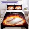 3pcs Custom Name Baseball Bedding Set Duvet Cover Closure Includes 1 Duvet Cover & 2 Pillowcases, Soft and Comfortable for All Seasons.
