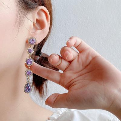 1 Pair Women Earrings Long Sparkling Rhinestone Luxury Dangle Earrings for Prom