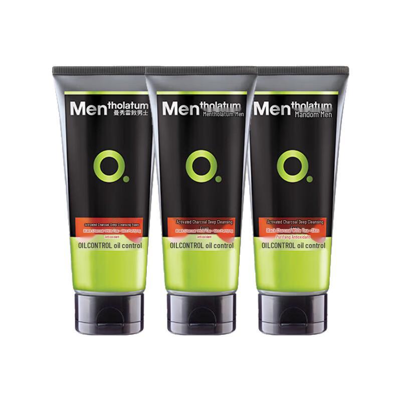 Mentholatum Active Charcoal Oil Control Facial Cleanser, 3-Pack