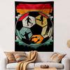 Soccer Silhouettes Retro Design Patterned Tapestry Home Decor, Suitable for Bedroom and Living Room, Gift