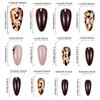 24Pcs Leopard Print Press On Nail Short Almond False Nail Glossy Artificial Nail Full Cover Stick Onsfor Women and Girls