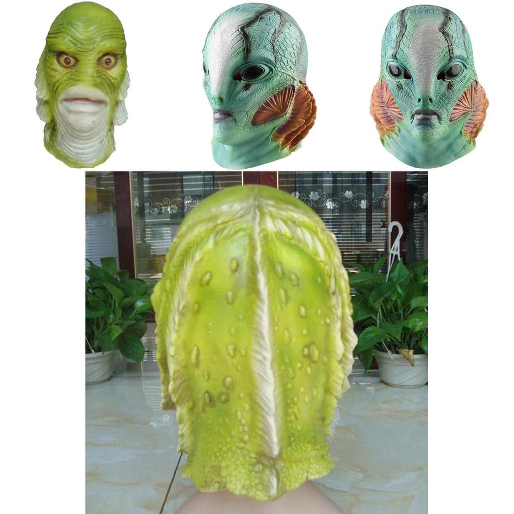 Monster Human Fish Head Mask With Latex Material For Costume Parties And Holiday Celebrations