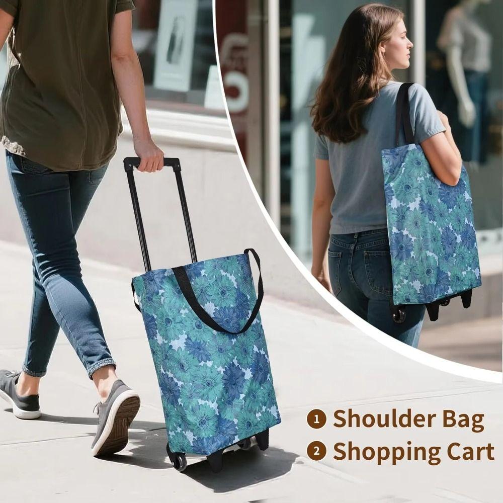 Large-capacity Foldable Shopping Bag with Wheels Handheld Shopping Trolley  Grocery