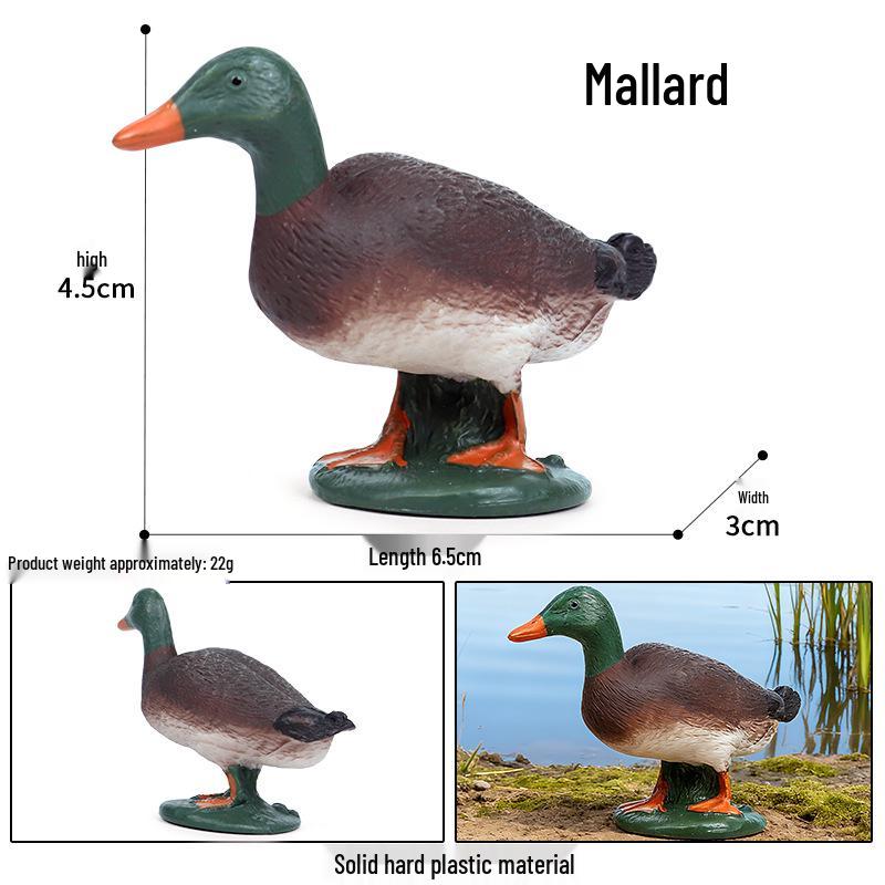 Realistic Farm Animal Models: Big Yellow Duck, Rooster, Turkey, Goose, and Swan