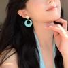 Round Color Blocking Pendant Earrings for Women, Fashionable and Cute Style Earrings Gift