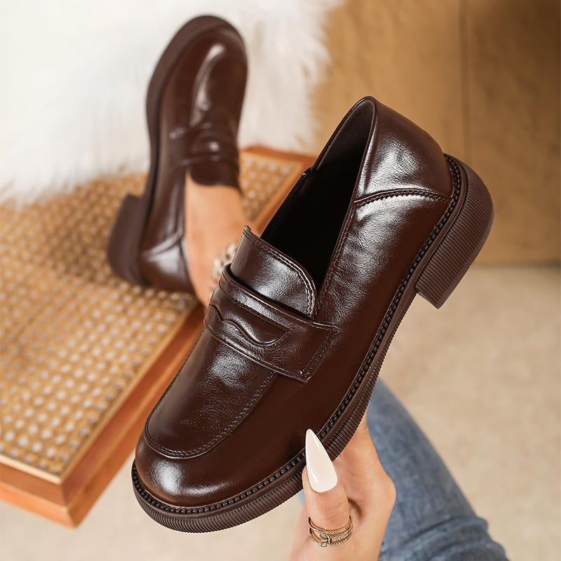 Soft leather small leather shoes women's spring and autumn versatile women's shoes single shoes retro flat low heel