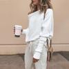 S-5XL Loose Printed Off Shoulder Women Casual Long Sleeved Plus Size T-Shirt Women Sexy One-neck Raglan Sleeve Sweater