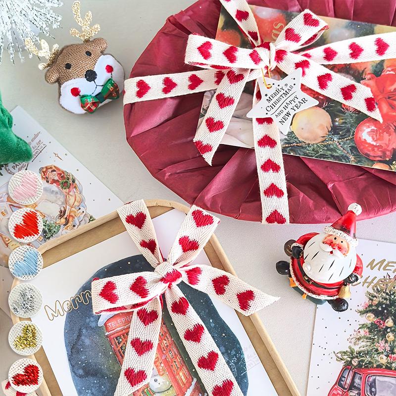 5 Yards/Roll Christmas Ribbon Wedding DIY Craft Ribbon Christmas Decorations Love Jacquard Embroidery Ribbon Handmade 16mm