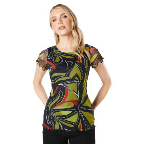 Principles Womens/Ladies Geometric Mesh T-Shirt 16 UK noir
