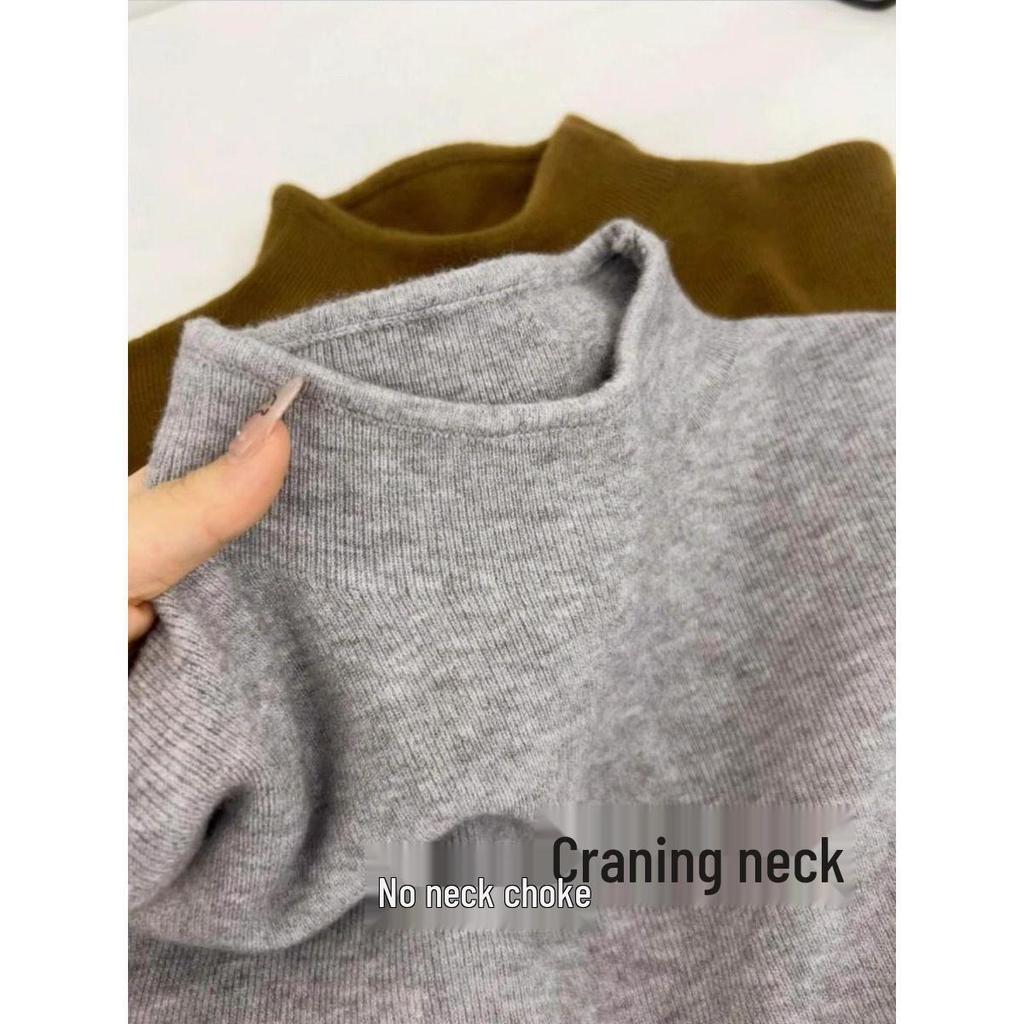 Women's High-End Slim Fit Knit Sweater with Half-High Neck and Long Sleeves for Fall and Winter