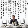 Black 30th Birthday Garland Black 30 Circle Dot Twinkle Star Streamer Hanging Bunting Banner Backdrop for Him/Her 30 Years Old Birthday Party