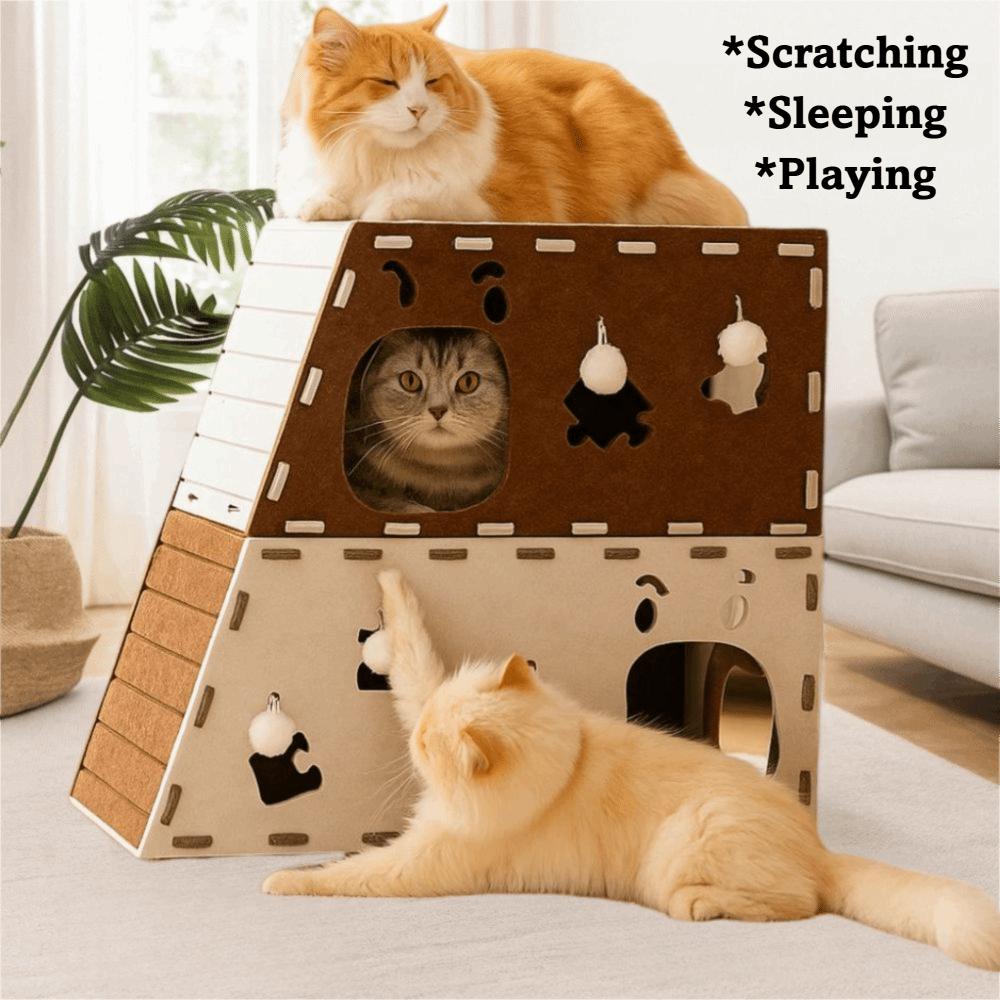 Stackable Cat Scratcher House Felt Cat Claw Board Climbing House  Cat Scratching/sleeping/playing