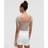 Lululemon WUnder Under SmooThcover Square Neck T shirT Warm Ash Grey