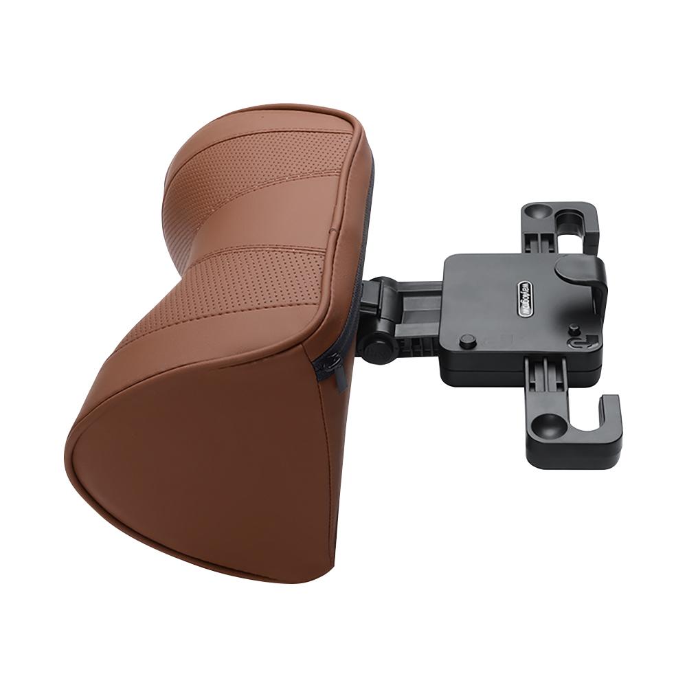 Leder-Auto-Kopfstützen-Nackenkissen, verstellbarer Winkel, Autositz-Kopfstützenkissen mit Haken zur Linderung von Kopfschmerzen, Autokrankheit