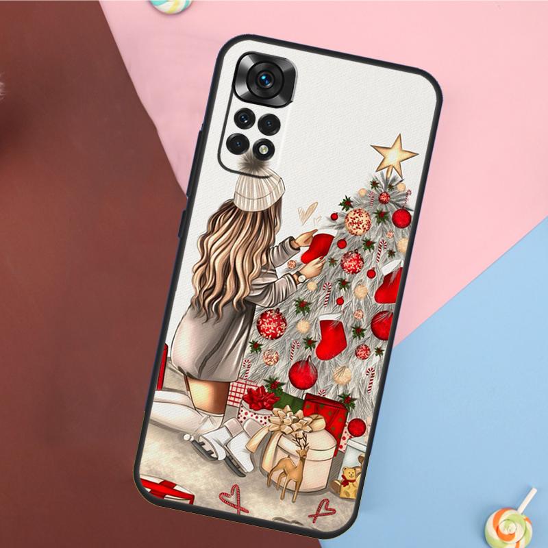 Fashion Girl Merry Christmas Case For Xiaomi Redmi Note 11 Pro 11S 8 9 12 10 Pro 10S 9S Redmi 9 10 12C 9C 10C Back Cover
