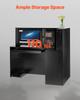 Reception Desk, 55.12 x 31.50 x 47.24 in L-Shaped Front Counter Table, Office Reception Counter with Drawer Keyboard Tray and Storage Cabinet, for