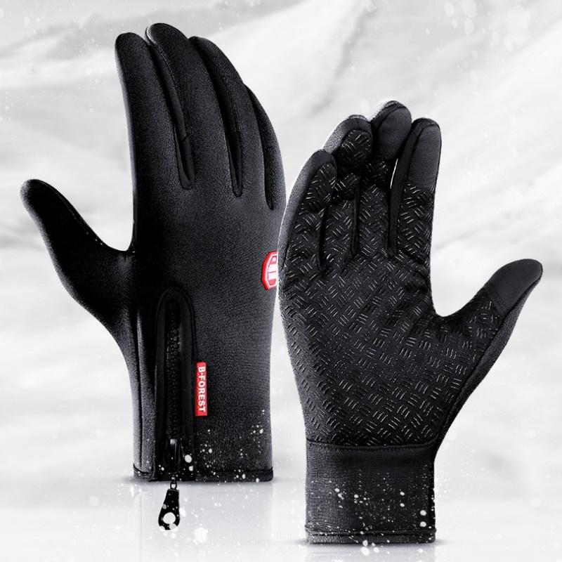 High Quality Outdoor Sports Winter Cycling Gloves Waterproof  Warm Gloves Riding Touch Screen Zipper Ski Gloves Extended Version