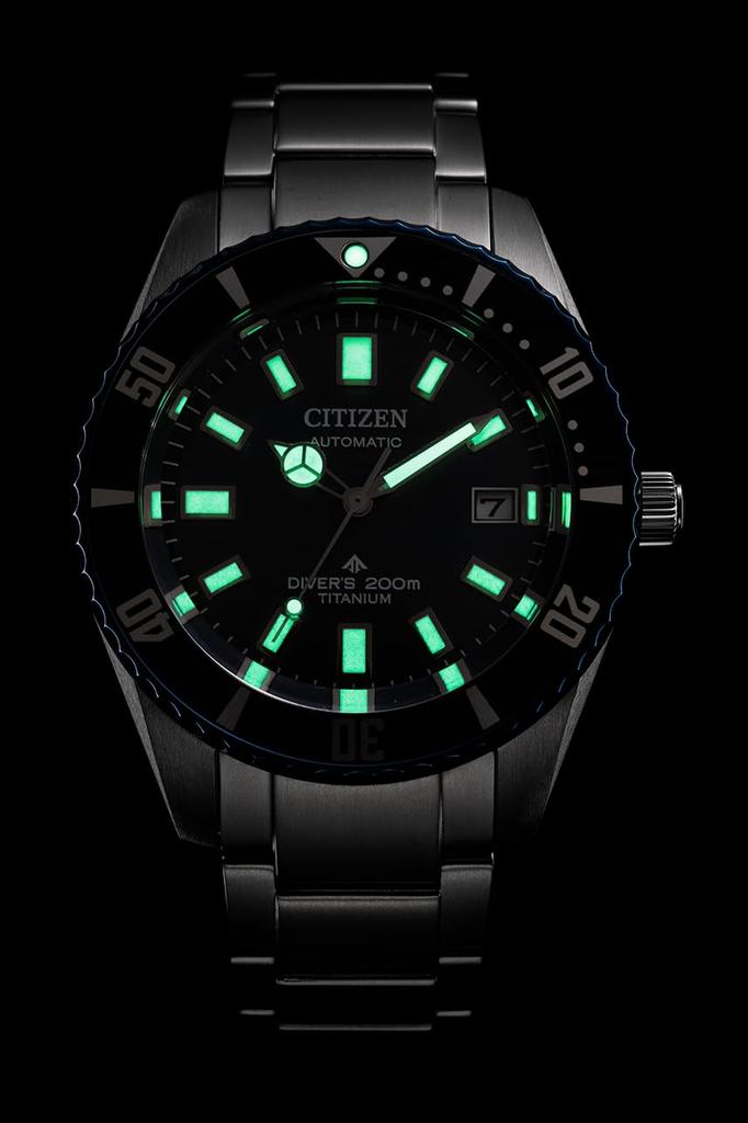 Citizen Stainless Steel Promaster Marine Automatic Blue Dial Analog Watch Band Modern Men's Nb6026-56L, Color Silver,