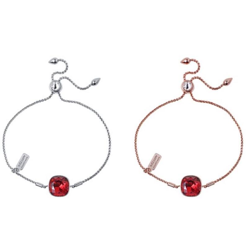

Tenmier Bracelet Chain Cushion Cut Crystal Deep Red 12mm Women s rose gold chain