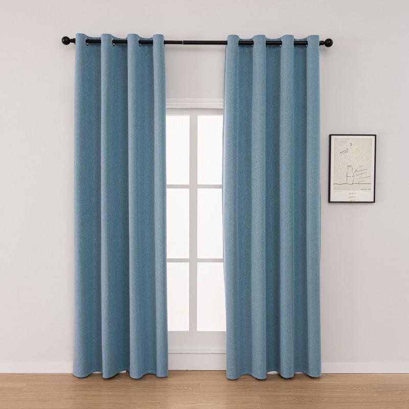 100% Linen Cotton Blackout Curtain Sun Blocking Thermal Insulation Solid Color Curtains Living Room Bedroom