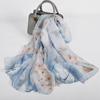 [BYSIFA] 100% Silk Chiffon Scarf Female Brand Leaves Design Grey Khaki Long Scarves Beach Shawls Fall Winter Women Neck Scarves