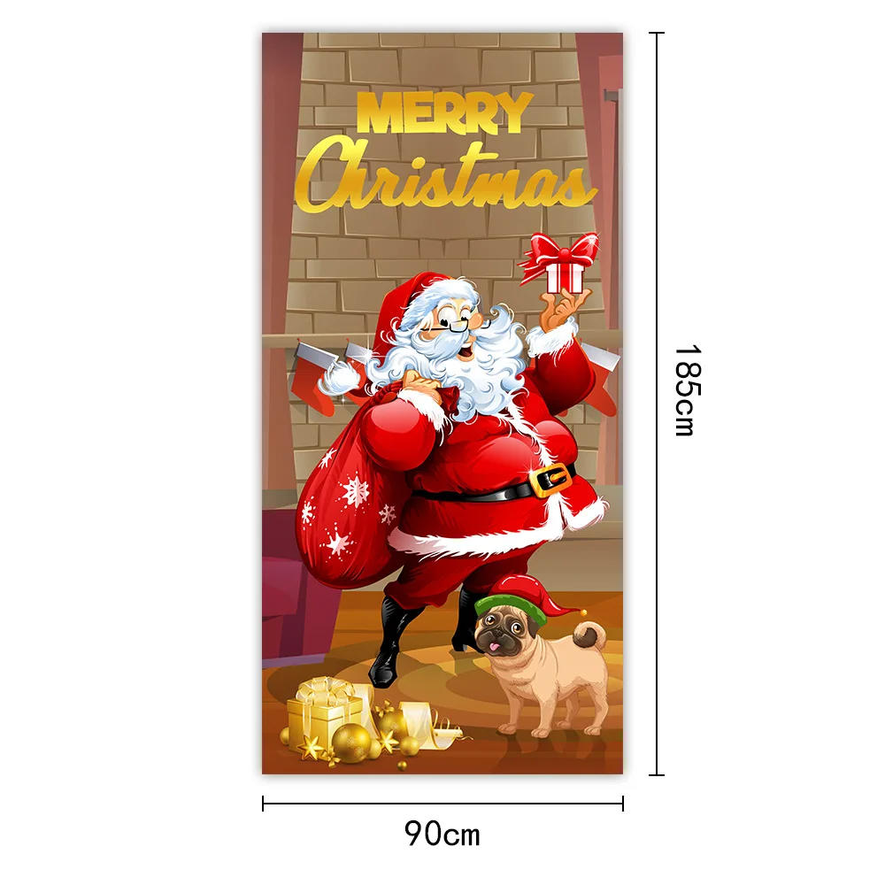 Funny Santa Door Cover 2025 Christmas Decoration Outdoor Porch Decorative Supplies Background Banner Halloween Decors 2026 New