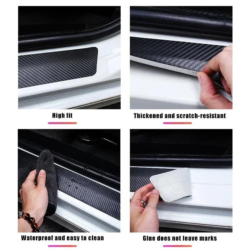 Carbon Fiber Car Door Sill Rear Trunk Bumper Guard Plate Protector Stickers for Skoda ENYAQ  Threshold Anti-Scratch Decals