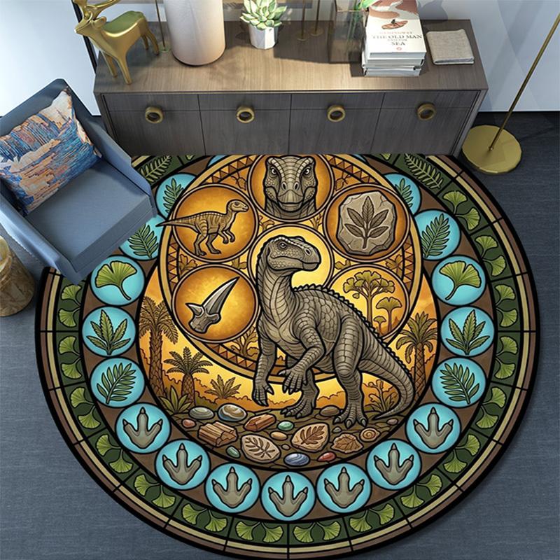 Prehistoric Fossil Garden Round Area Rug Under Office Chairs Bedroom Living Room Home Decor