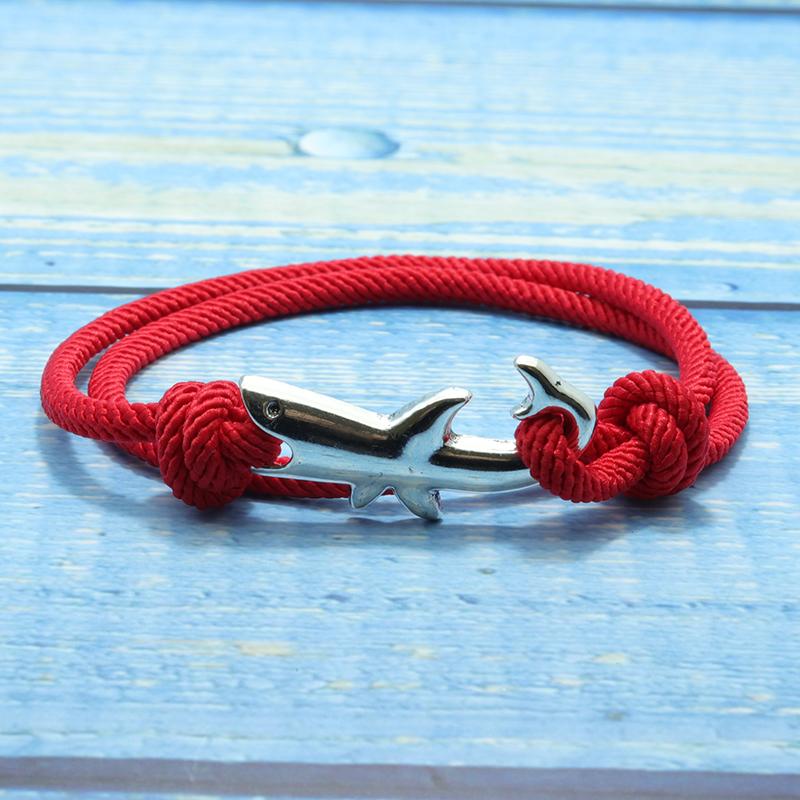 Simple Style Shark Bracelet For Men Sliding And Adjustable Rope Braslet Beach Surfing Nautical Braclet Accesorios Hombre Pulsera