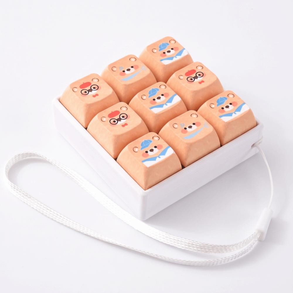 9-Key Keycap Fidget Keychain Creative Keyboard Clicker Toy Keyring Christmas Gift