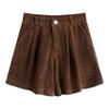 Elastic Women Corduroy Shorts High Waist Loose Streetwear Casual Wide Leg Short Pants  Girl