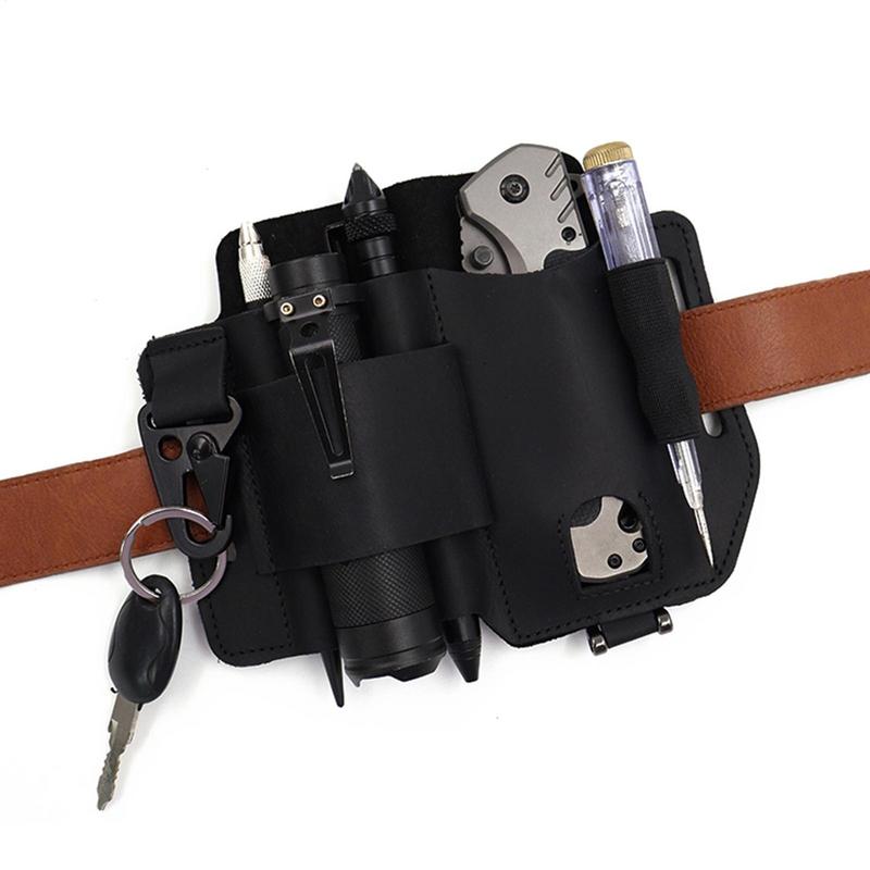 EDCs Organizer Sheath Leather EDCs Tool Holster MultitoolSheath High Capacity Cowhide Holster Holster For Knives Car Key