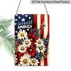 2D Flat Decorative 8×12 Inch Aluminum Plaque Metal Sign | God Bless America Patriotic Floral Design; Ideal for Patriotic Home & Outdoor Wall Decor