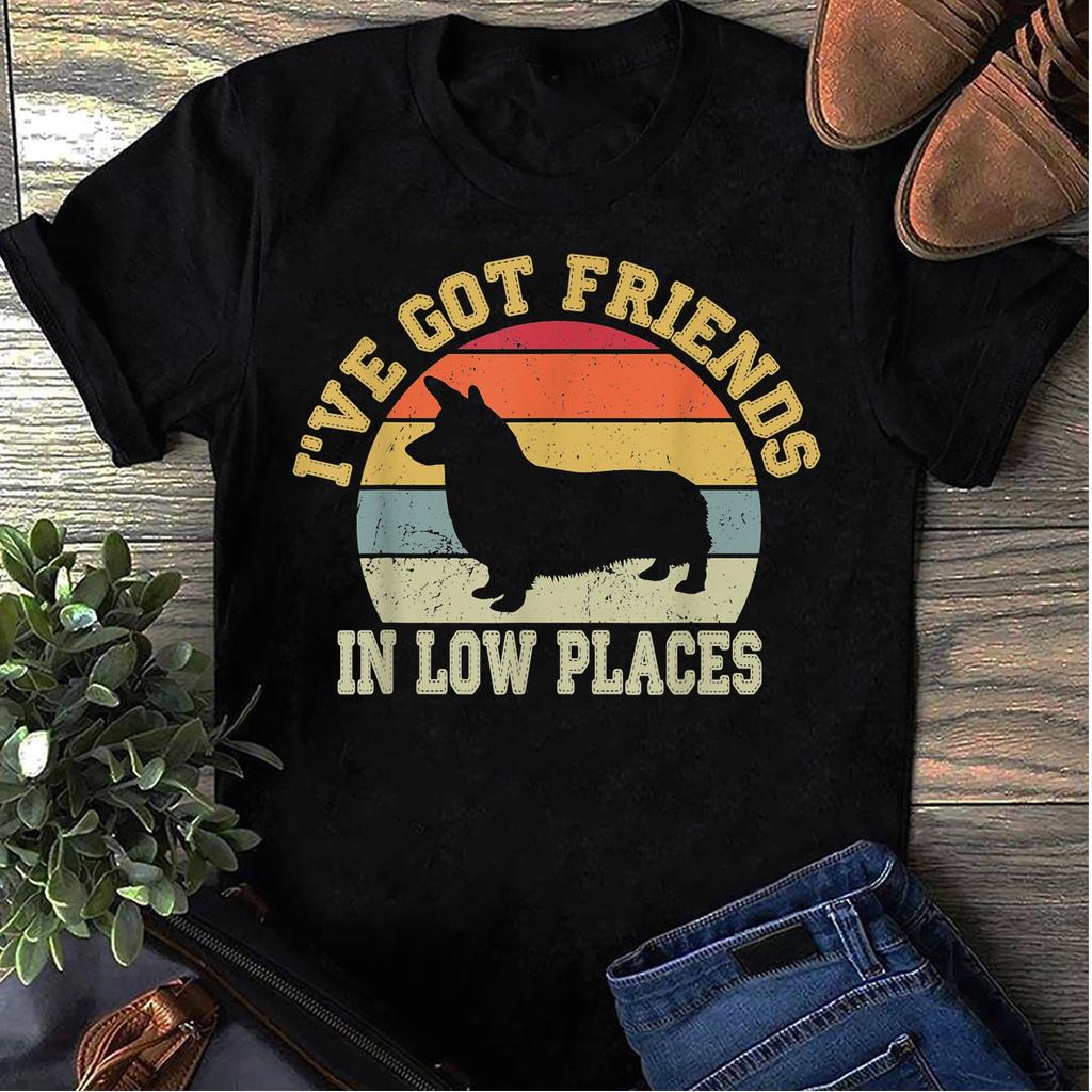 Retro Vintage Corgi Corgi Mom I've Got Friends In Low Place Women T Shirt Cotton Tops
