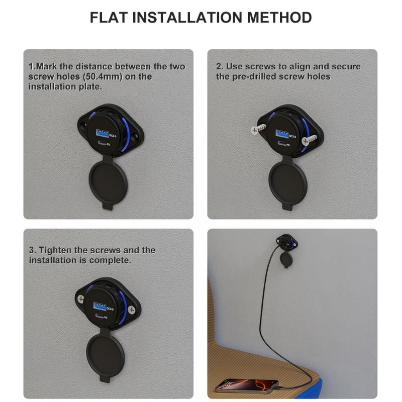 Waterproof Power Socket Universal 12 24V Vehicle Chargers Double USB 5V 3.1A Output for Trucks Motorhomes ATV UTV Boats