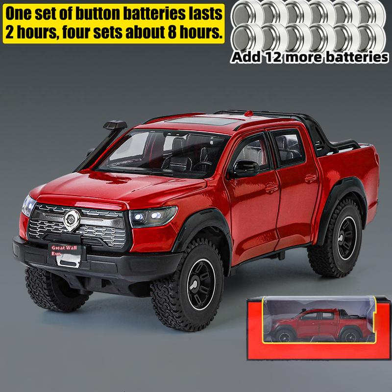 1:24 Great Wall Motor POER Pickup Alloy Diecast Off-road Vehicles Car Model Outdoor Display Collection Ornaments Birthday Gifts
