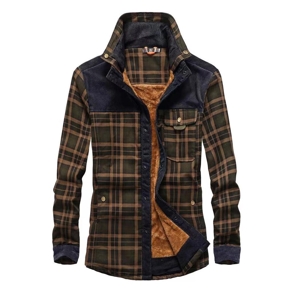 Männer Herbst Winter Casual Dicke Warme Shirts Camisa Masculina Chemise Homme Männlichen Militarcoaty Wolle Fleece Mäntel