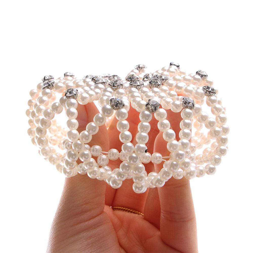 Furling Ornament Balle Crochet Elastic Crystal Handmade Pearl Hair Nets Bun Net Hair Bun Headwear