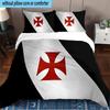 3PCS Red Cross CR Flamengo Printed Bedding Set, Includes A Duvet Cover and Two Pillowcases for Bedroom, Suitable for All Seasons
