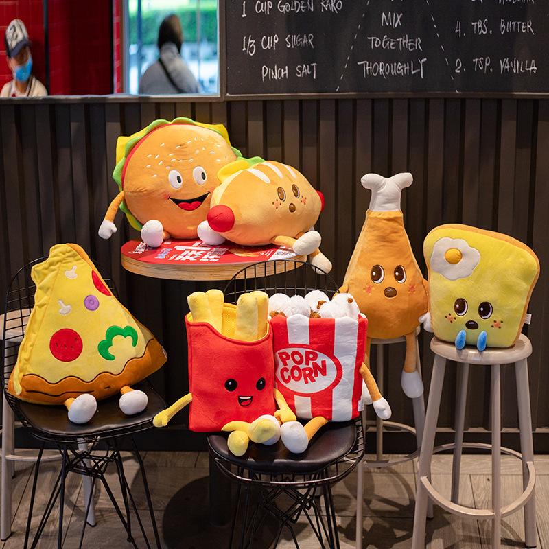 Fast Food Stuffed Toy Plush hamburger Toast Doll Fried chicken legs Stuffed Pillow Hot Dog Man Cushion Toy for Fast food Store