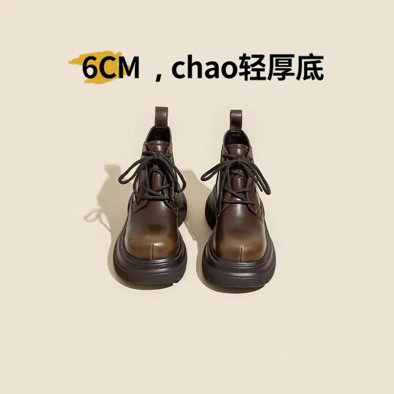 Small Brown Martin Boots Women's 2025 Autumn and Winter New Retro British Style Explosion Heightened Thick-soled Thin Short Boots