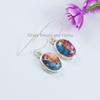 Dahlia Copper Turquoise Earrings, 925 Sterling Silver, December Birthstone