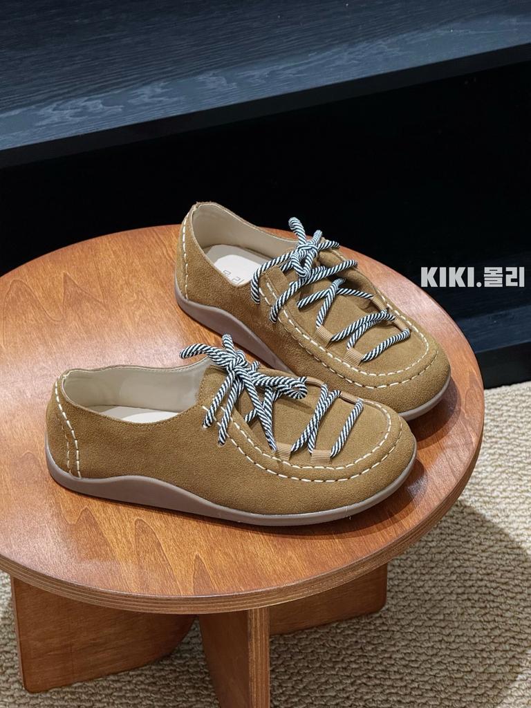 Leather kangaroo shoes women's 2025 spring new retro women's shoes platform small leather shoes deep mouth single shoes heightening casual shoes
