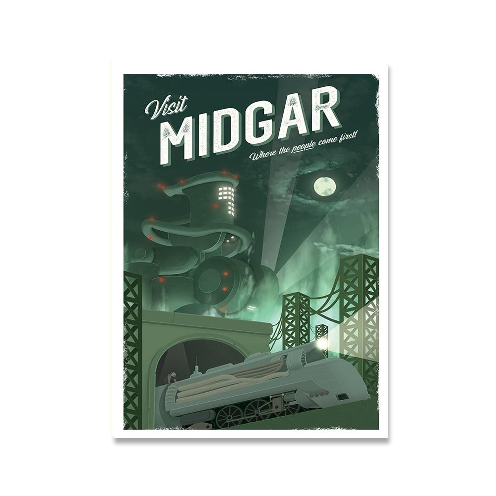 Rapture Bioshock Kingdom Hearts ceļojumu plakāti Retro vintage kanvas glezna izdrukā attēlus uz sienas dekorēšana mājas dekors bez rāmja