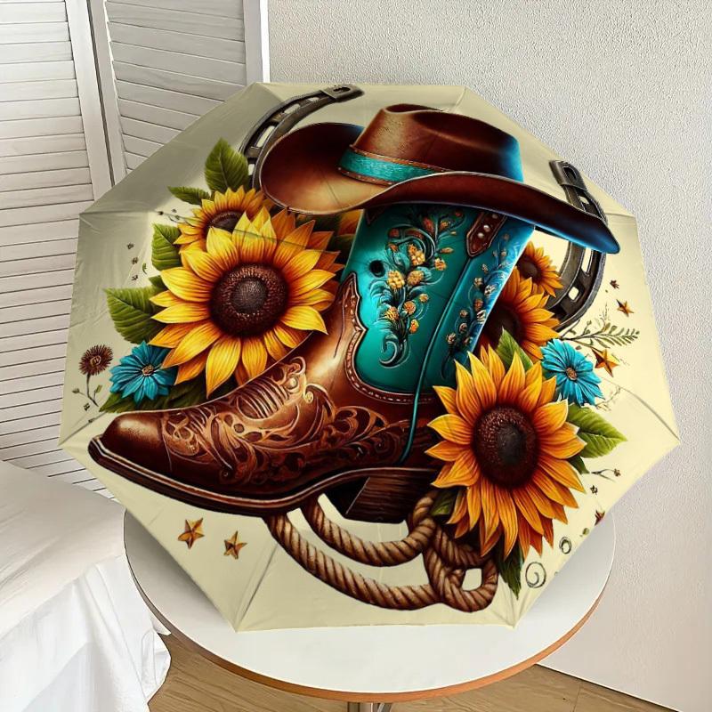 1 Stück Cowboy-Stiefel-Regenschirm - 8 Rippen verstärkt, tragbar, faltbar, Reise, geeignet für alle Jahreszeiten, tägliche Nutzung im Freien, ist eine ideale Wahl -F404