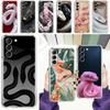 Phone Case For Samsung Galaxy S26 S25 S24 S23 S22 Ultra S20 S21 FE 5G Plus Soft Clear Cover Blossom Pink Snake