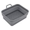 2Pcs Fryer Liner Heat Resistant Silicone Groove Design Easy To Clean Fryer Pot with Handle Grey