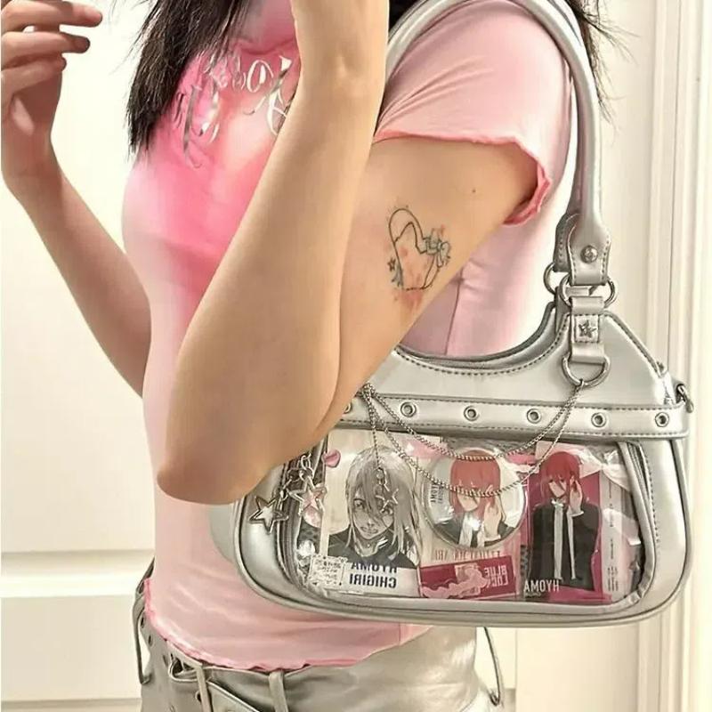 Daily Using Bolsos Mujer Transparent Y2K Ulzzang Ita Bag Chain Crossbady Shoulder Bags Patchwork Star Bolsa Belt Buckle Bolsas