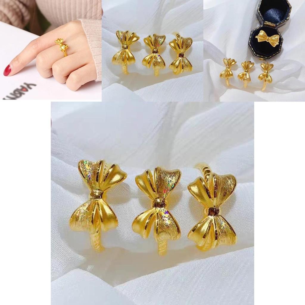 Stunning Brass Gold Plated Open Bow Ring Stylish Adjustable Design For Modern Women